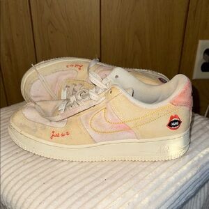 Nike Custom Sneakers with Cream and Pink Accents